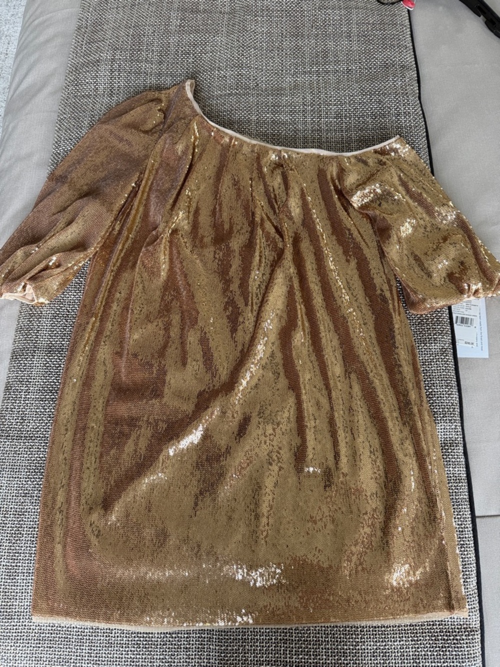 Aidan Mattox Gold Sequin Asymmetrical Dress